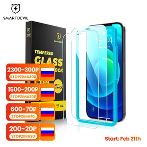 Протектор экрана SmartDevil для iPhone 13, 11, 12, Mini Pro Max, закаленное стекло X, XS, XR, HD, передняя 9H неполная защитная пленка