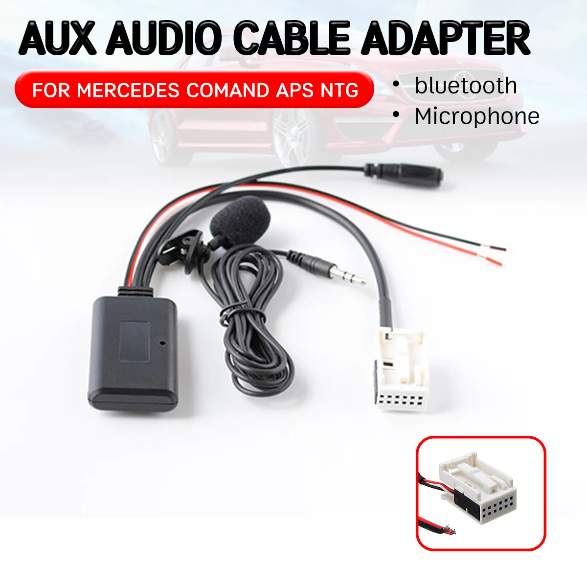 

Bluetooth Aux-приемник, Кабель-адаптер с микрофоном, беспроводной интерфейс Aux для Mercedes for Benz W169 W245 W203 W209 W164