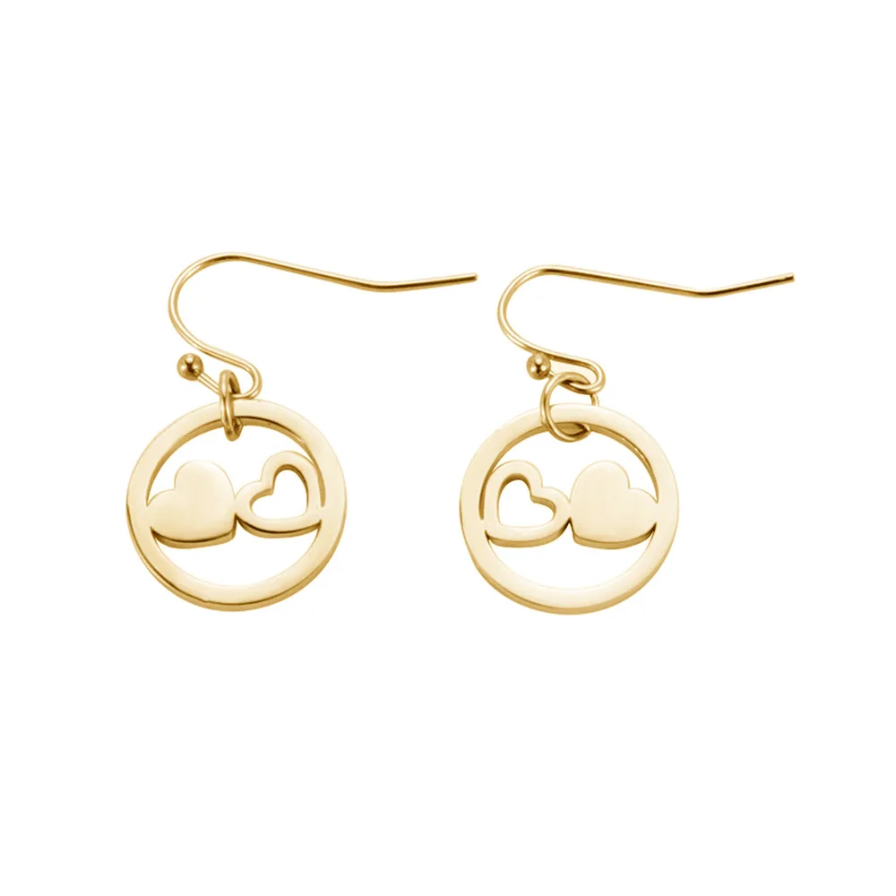 

2022 Cross Border Fashion Round Heart Pendant Earrings Cute Stainless Steel Women's Earrings