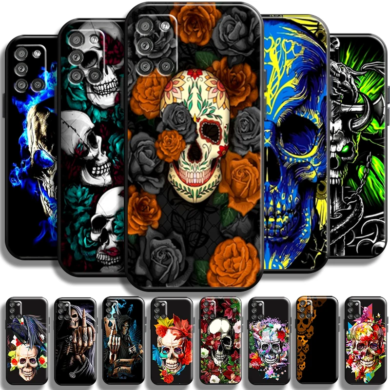 

Death Skull Flower For Samsung Galaxy A31 A31 5G Phone Case Cover Back Full Protection Coque Shell Black Carcasa TPU Funda