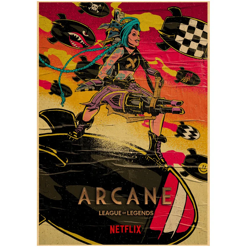 Постер Arcane Картина на холсте Популярная ТВ-серия Jinx Vi гостиная спальня игра