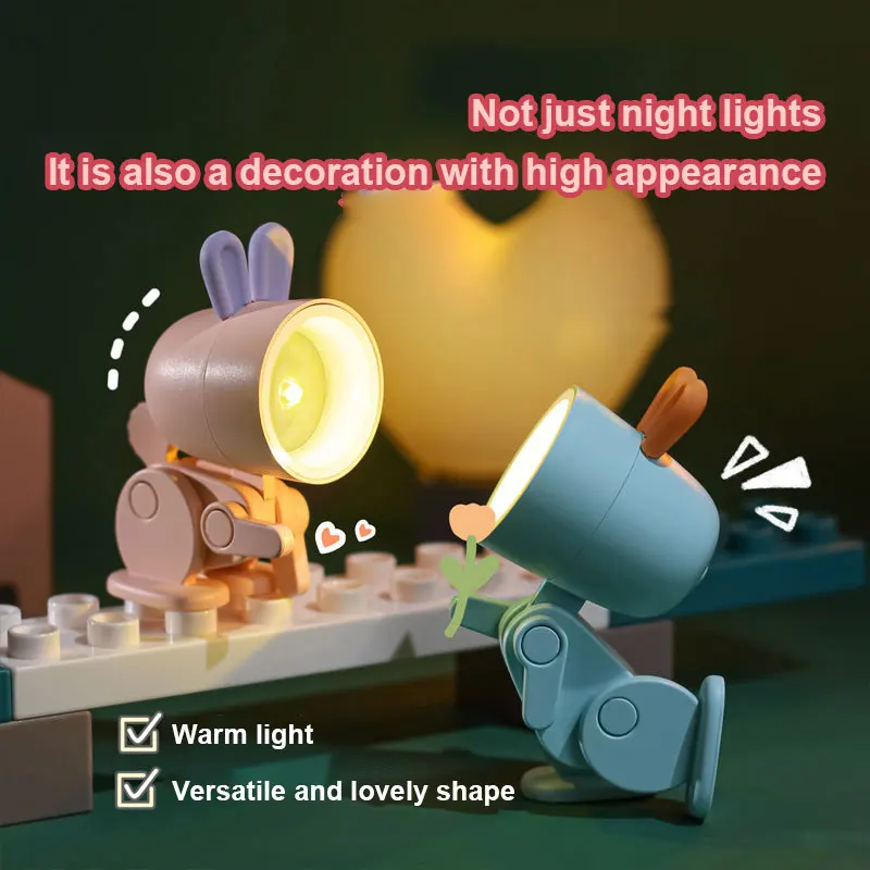 

Mini LED Night Light Cute Pet Light Ins Student Gift Cartoon Pet Folding Table Lamp Kids Room Bedside Bedroom Living Room Decor