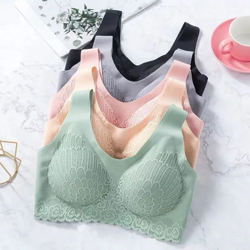 latex Plus 4XL Latex Bra Seamless Bras For Women Underwear BH Push Up Bralette With Pad Vest Top Bra Sports Sleep ComfortableBra