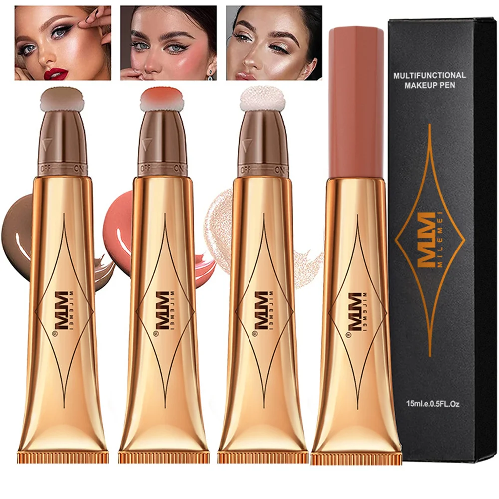 

Face Liquid Blusher Natural Cream Cheek Eye Tint Peach Blush Makeup Multi-use Highlighter Stick Contour Blush Brighten Cheek
