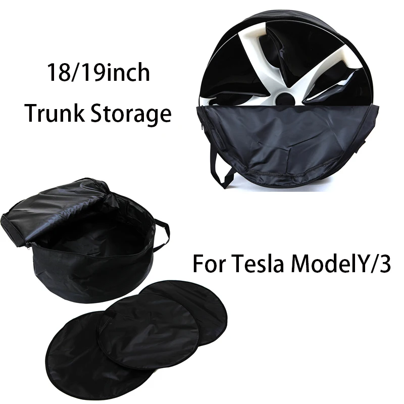 

For Tesla ModelY/3 Trunk Storage 18/19inch Universal Wheel Hub Cover Oxford Storage Bag Wheel Protection Repair Tool Storage Bag