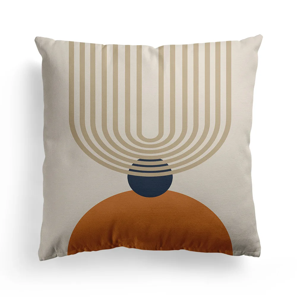 

1pcs Nordic Orange Geometric Cushion Cover Floral Print Polyester Throw Pillowcase Sofa Bed Office Home Decoration Pillow Cases