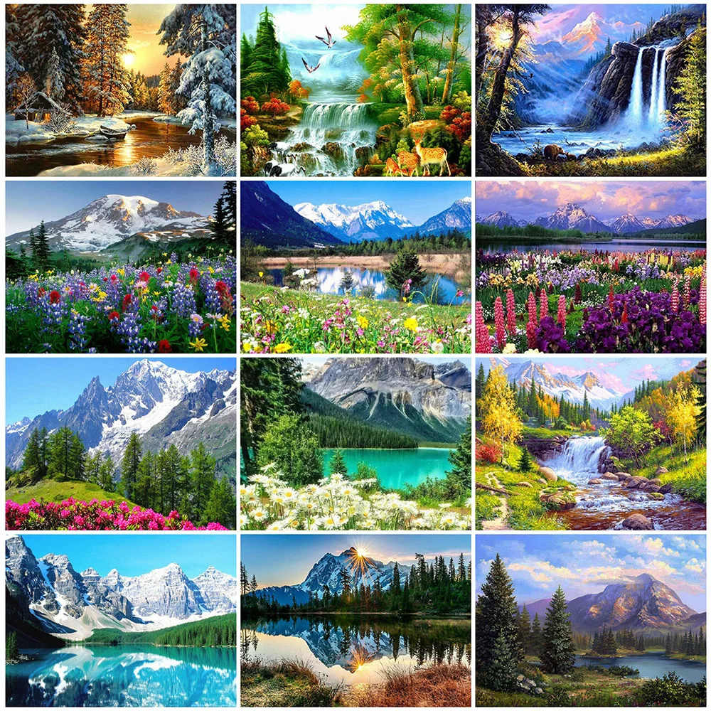 HUACAN алмазная живопись пейзаж водопад наборы крестиков вышивка рукоделие Наборы
