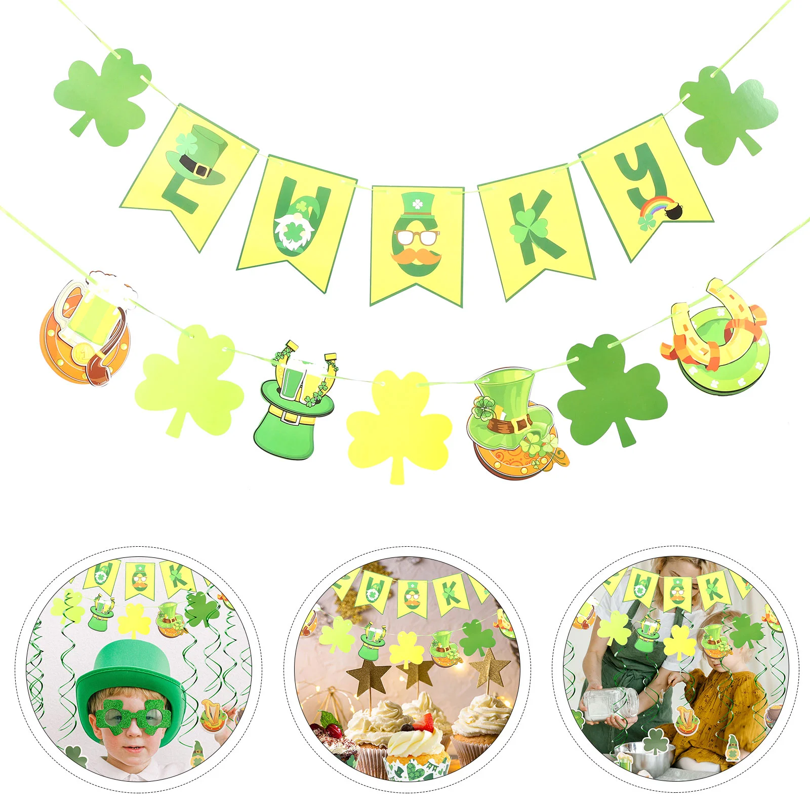 

1 Set St Patricks Day Decor Hanging Swirl Hanging Banner Ceiling Decoration Streamers