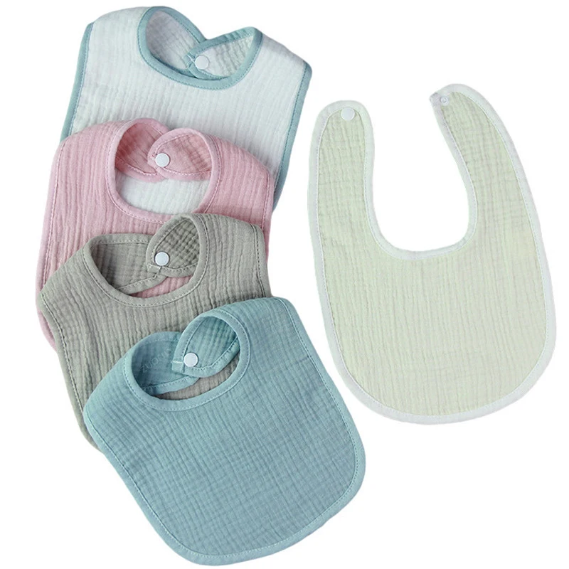 Детский фартук для кормления детский однотонный мягкий хлопковый слюнявчик