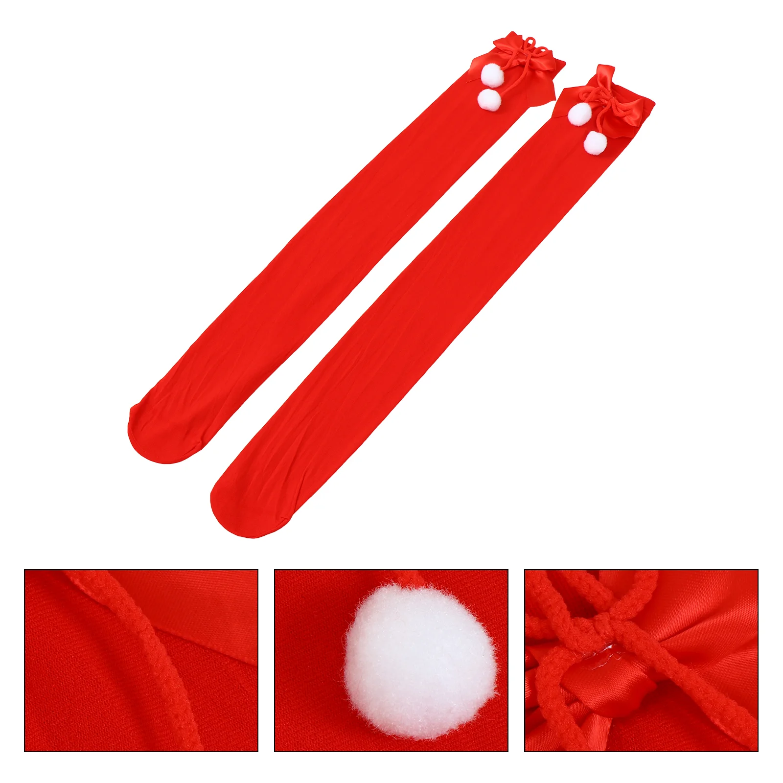 

Christmas Stockings High Long Socks Supplies Party Girl Decor White Bodysuit Women