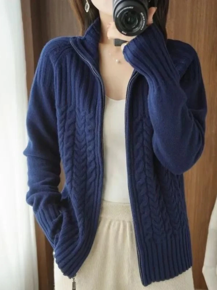 Женский вязаный свитер зеленая верхняя одежда свободный женский кардиган