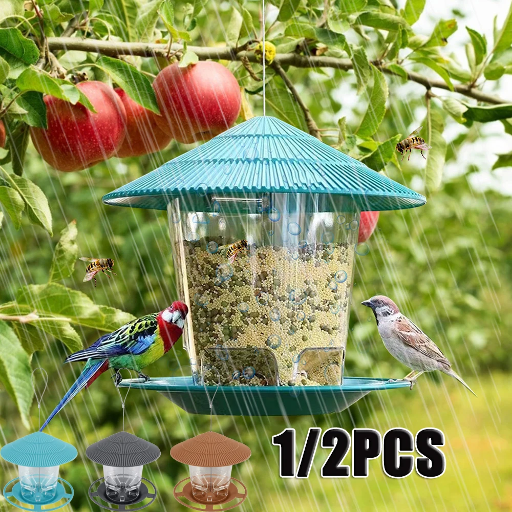 Автоматическая кормушка для птиц пластиковый уличный дозатор кормления