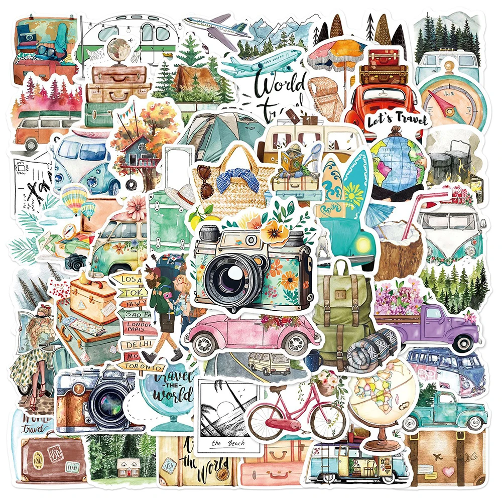 

10/30/50PCS Outdoor Travel Cartoon Stickers Camping Decals Aesthetic DIY Skateboard Laptop Helmet Phone Luggage Graffiti Sticker