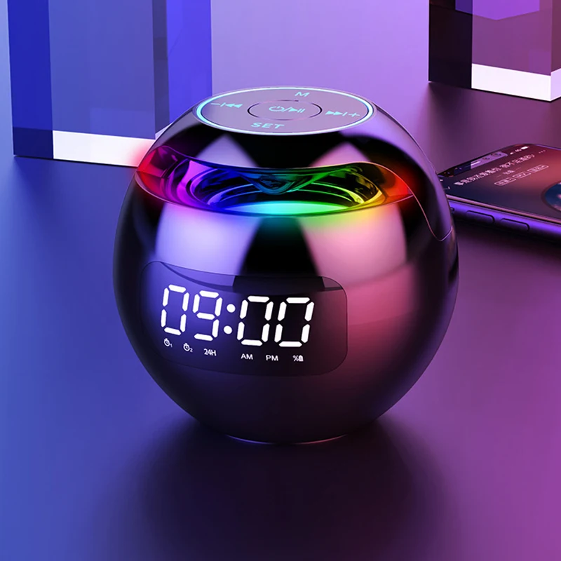 

Портативный умный будильник, светодиодные цифровые часы, Bluetooth-динамик, Bluetooth 5,0, FM-радио, цветсветильник, TF-карта, воспроизведение музыки