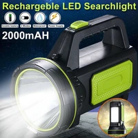 powerful led flashlight torches strong searchlight waterproof usb rechargeable spotlight long range hunting lamp with side light