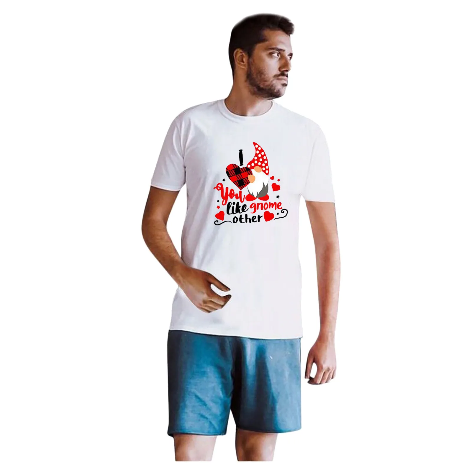 

Mans Casual Short Sleeve Tops Ladies Valentine's Day Print Sweatshirt Womens Casual Athletic Shirts Loose Clothing for Women