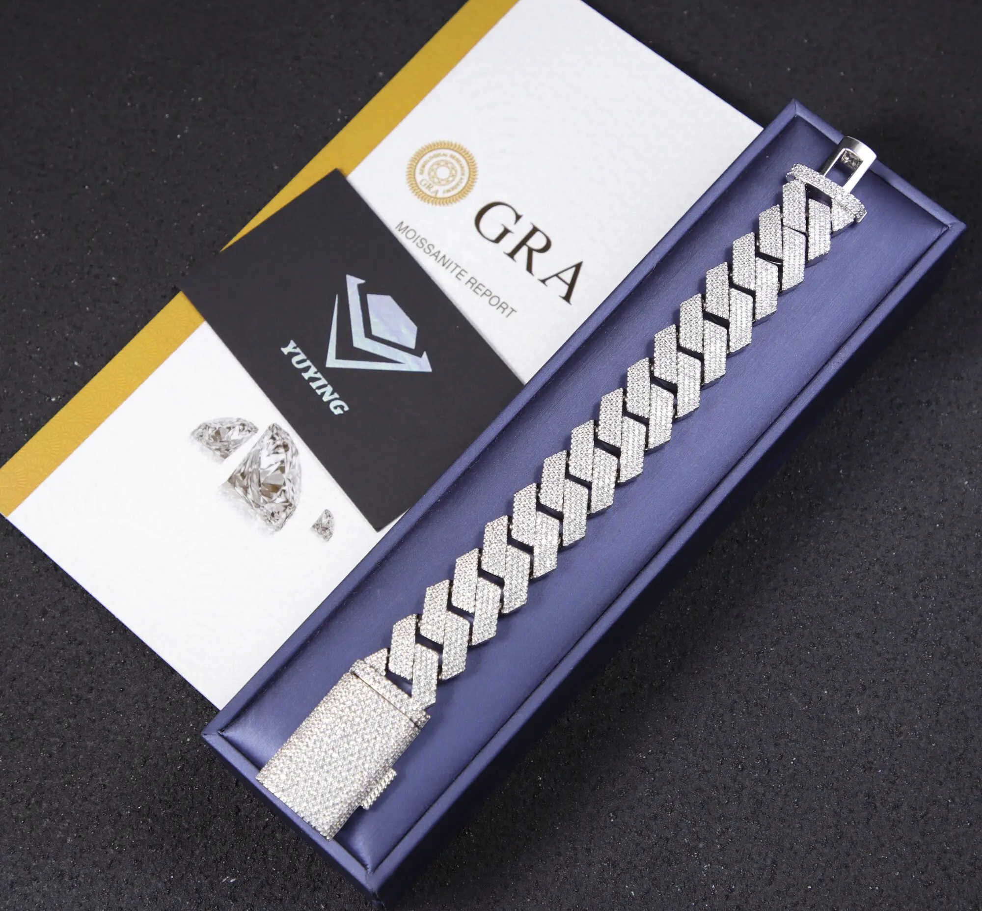 Готов к отправке 20 мм 4 ряда позолоченное серебро 925 пробы Iced Out муассанит