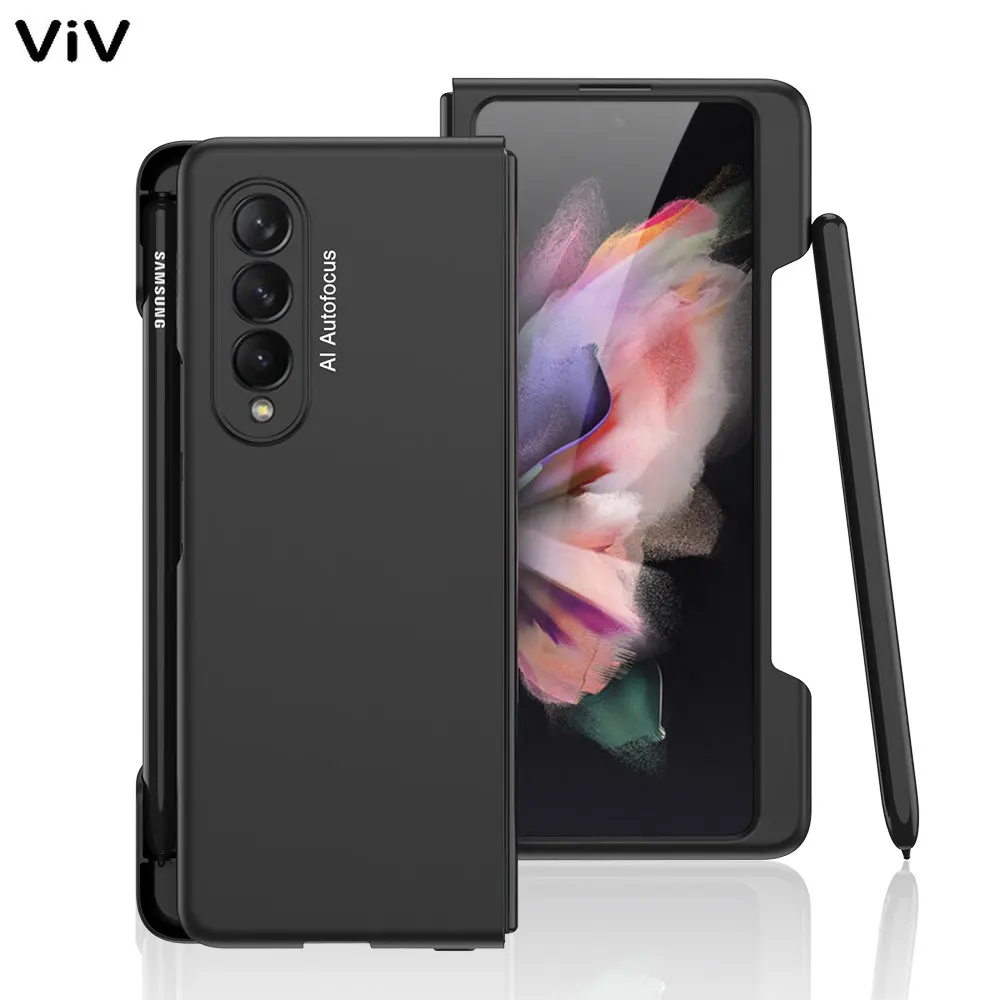 

Ultra Thin Phone Case Side Slot Armor Fold3 Protective Cover for Samsung Galaxy Z Fold 3 5G Cases pen holder for S Pen(no pen)