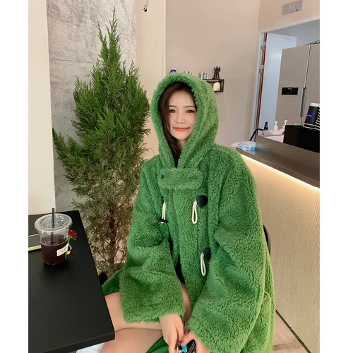 

Women Jacket Warm Coat Winter Women’s 100% Sheep Wool Coat Female Midi Soft Sweet Woolen Outwear Casacos De Inverno Feminino FC