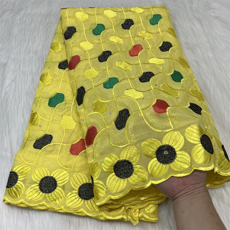 

Швейцарская Ткань 5 ярдов, мягкая и легкая вышивка, африканская вуаль из 100% хлопка, кружево, популярный Дубайский стиль для свадебной вечеринки 7L071602