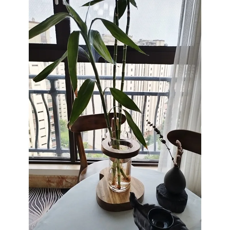 Стеклянный кронштейн для вазы из твердой древесины устойчивый к падению