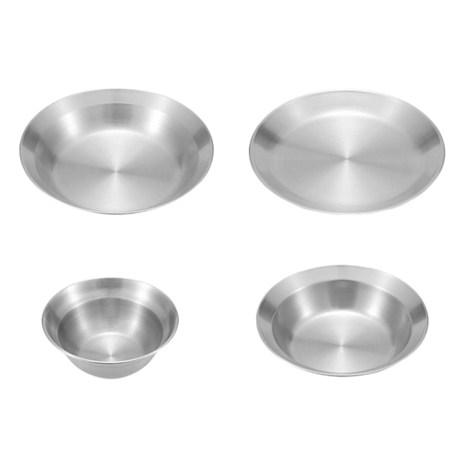 

4 Pcs Stainless Steel Bowl Set Round Metal Plates For Camping Reusable Round Dinner Plates Dishes Ideal For Cooking Baking &