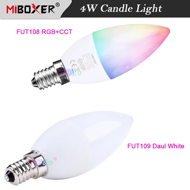 Miboxer 4W LED Candle Light E14 RGB+CCT Lamp Daul White Spotlight for Bedroom Room decoration AC100~240V 2.4G Remote control