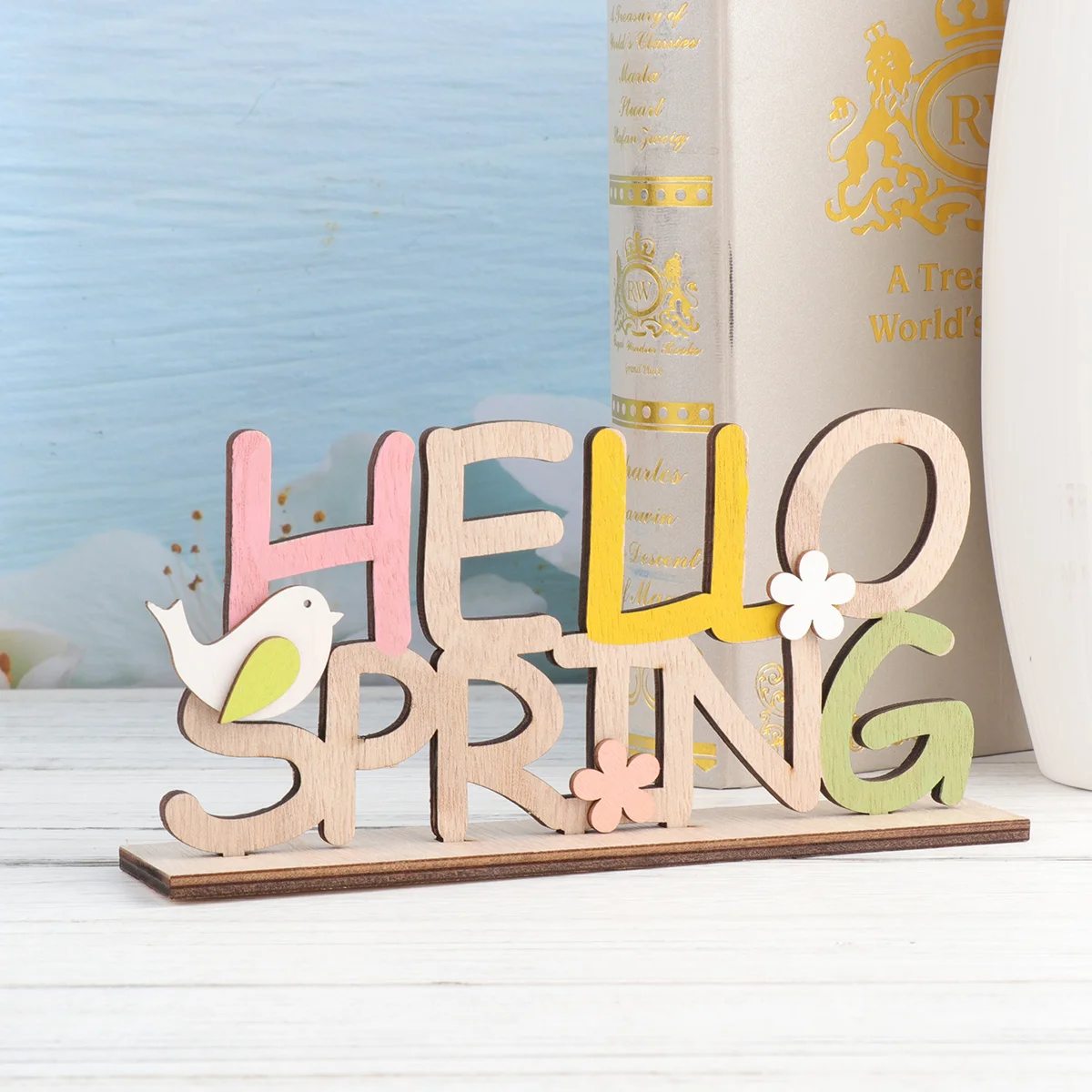 

Easter Table Wooden Sign Wood Desktop Ornament Decor Spring Signs Figurine Decoration Decorations Chick Centerpiece