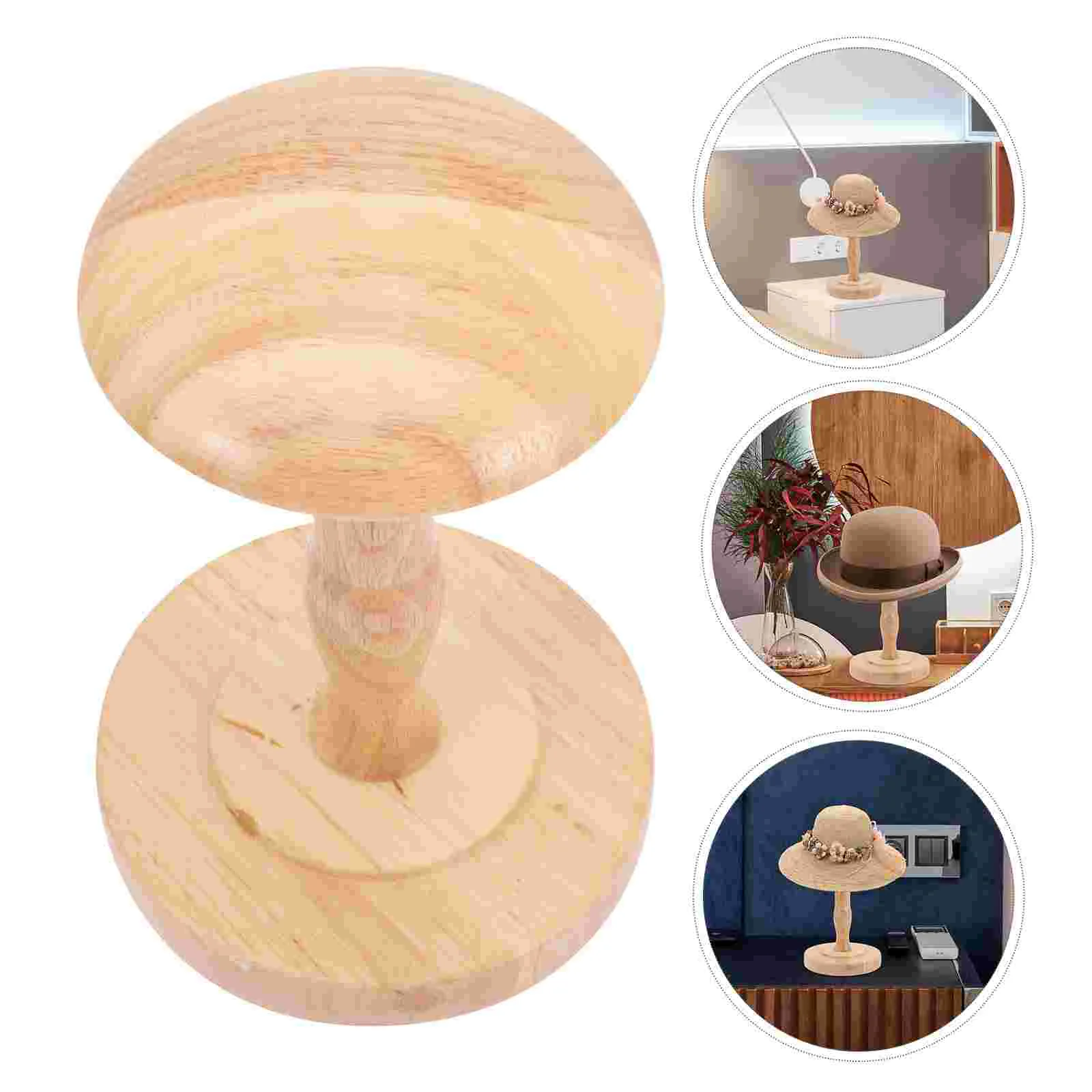 

Cap Model Display Stand Tabletop Hat Holder Store Pearlescent Wood Wooden Rack