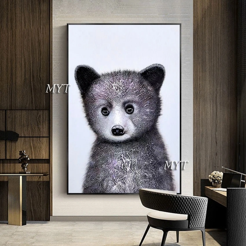 

Unframed New Arrival Little Bear Modern Oil Painting Restaurant Wall Art Decoration Hand Painted Picture Home Decor Artwork