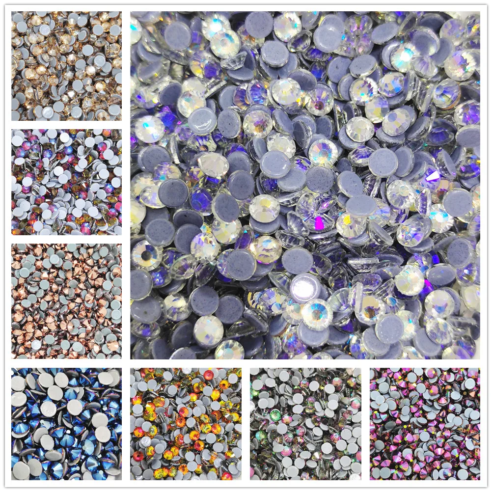 

Free Shipping All Sizes Color AB Heat Repair Rhinestones, Glass Rhinestones For Nail Art and Fabric Decoration