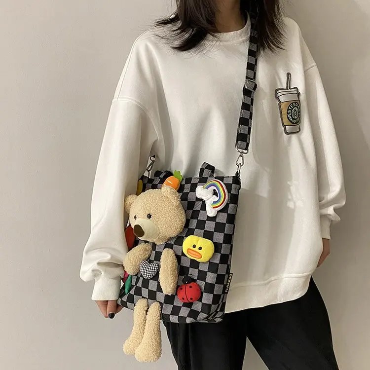 

Elegant design plaid casual large capacity ladies shoulder bag simple fashion female messenger bag
