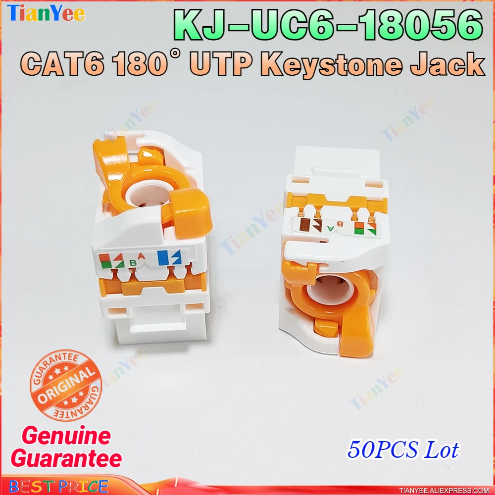 

50pcs Unshielded CAT6 UTP Keystone Jack 180° screw Style RJ45 LAN Tool-free Socket Insert Keystone Ethernet Module Gigabit UTP