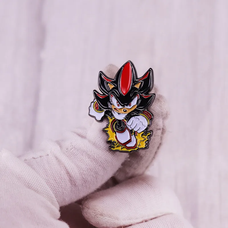 

Shadow The Hedgehog Hard Enamel Pins Cartoon Anime Game Lapel Pin Japanese Fashion Badge Brooch for Jewelry Accessory
