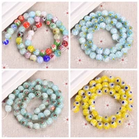 20pcs round shape 7 6 8mm mixed flowers millefiori glass loose spacer beads lots for diy crafts jewelry making findings