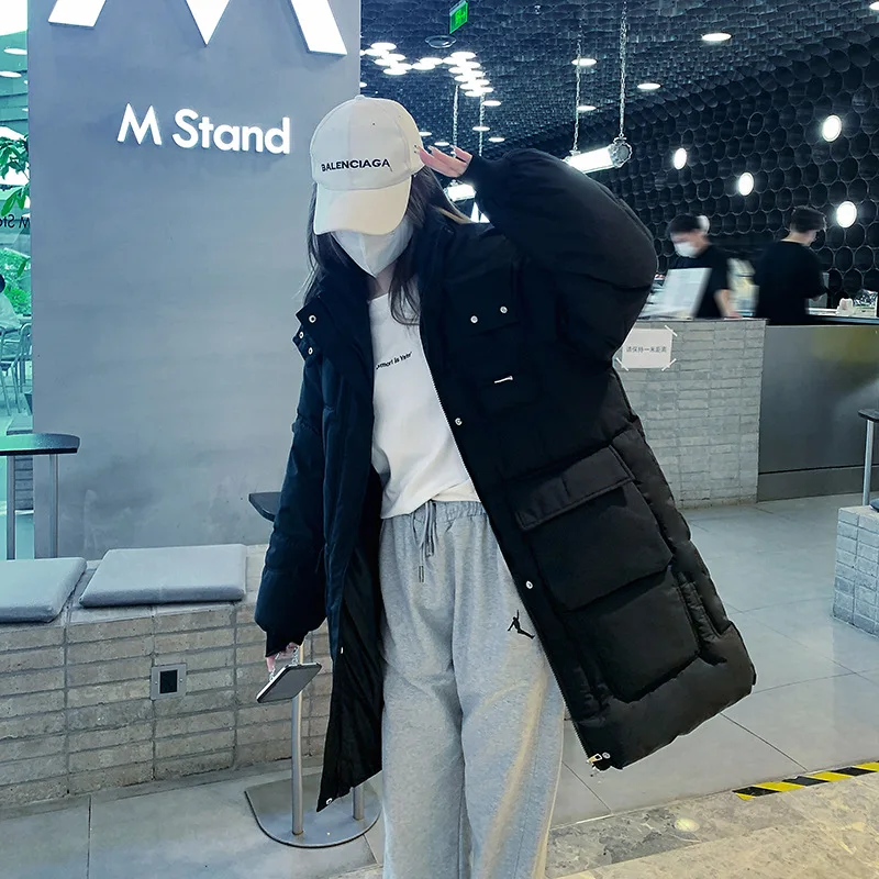 Winter Women Mid-long Parkas Jackets Pattern Coat Female Winter Outwear Windproof Jacket Parkas Casual Pockets Thick Warm Hooded