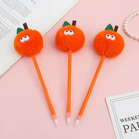 hot selling creative cute orange plush ballpoint pen cartoon hair ball pen korean version of personality hair ball neutral pen