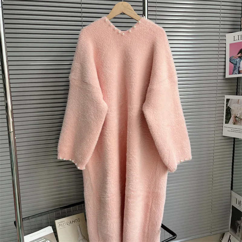 Женский длинный вязаный кардиган повседневный мягкий свитер с V-образным вырезом