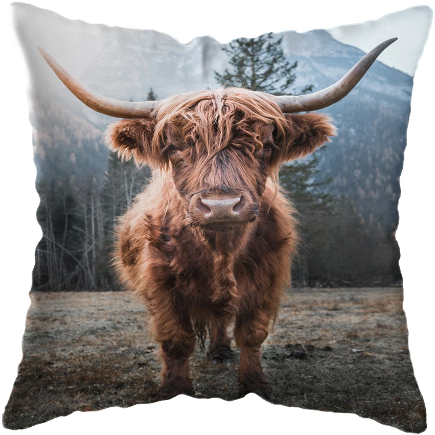 

Nordic Yak Oxen Animals Pillowcase Bay Decor Animals Pillows Covers Highland Cow Cattle Luxury Cushion Cover Home Hotel Sofa Bed