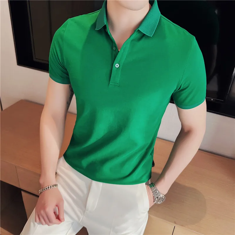 

11 Colors Summer Solid Color Mercerized Cotton Polo Shirt Men Short Sleeve Slim Breathable Tee Male Business Social Joker Polos