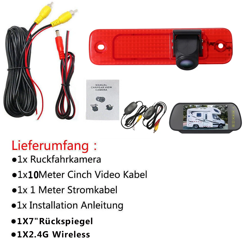 Автомобильная камера заднего вида для парковки с 7-дюймовым зеркалом 2 4 ГГц
