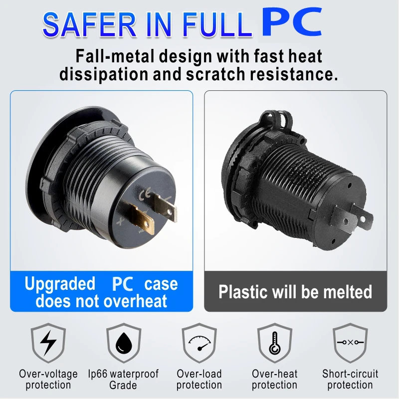 QC 3 0 вольтметр 12 В Автомобильное зарядное usb-устройство розетка адаптер для в 24