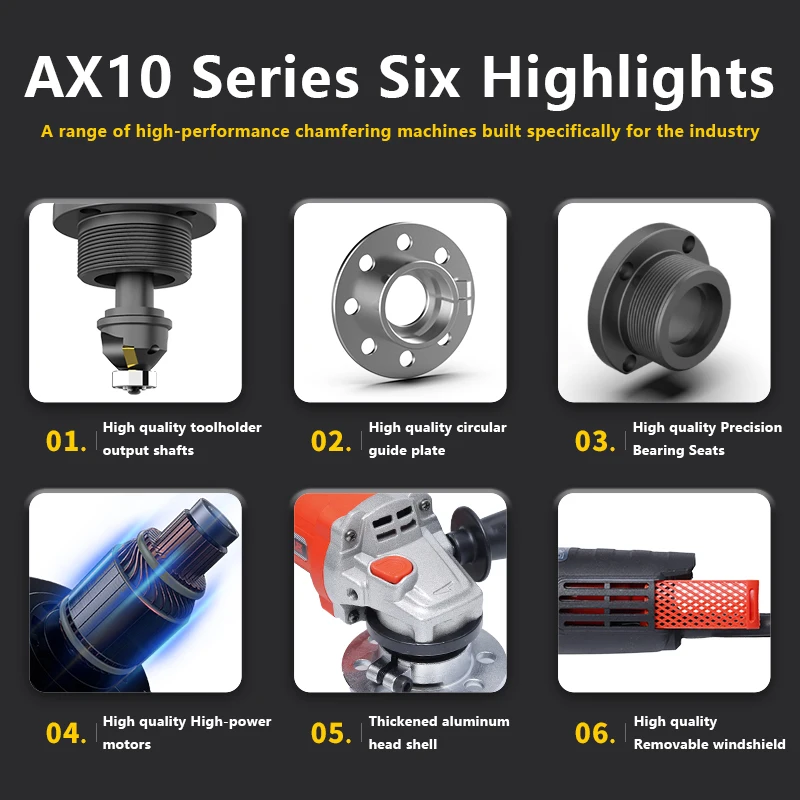 Фото AOCKE AX1019 Высокая мощность 1020 Вт Портативная металлическая электрическая машина для снятия фаски с угловым лезвием C №4