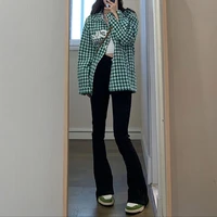 black high waist boot cut jeans woman denim streetwear pants trousers urban cute office lady casual y2k korean flare jeans slim