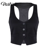 women fashion sleeveless button down racer back vest shirts waistcoat classic bassic formal casual v neck suit