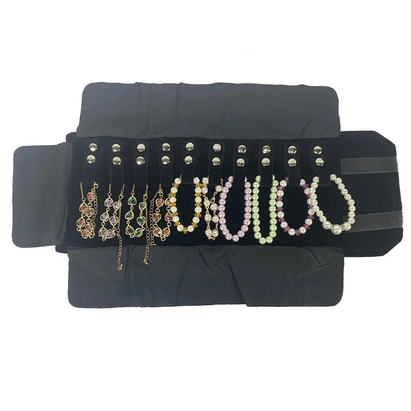 Jewelry Storage Flannel Roll Bag Ring Bracelet Out Portable Collection Roll Bag Multifunctional Storage Jewelry Bag