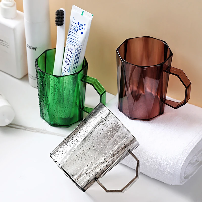 

Bathroom Tumblers Plastic Mouthwash Cup Coffee Tea Water Mug Home Travel Solid Color Toothbrush Holder Cup Drinkware Tools 1 PC