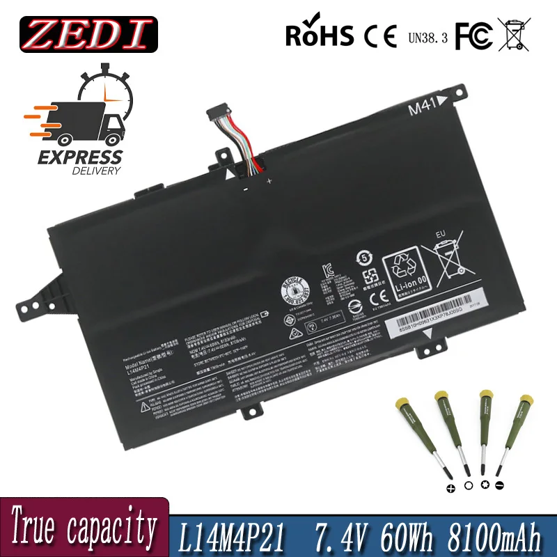 ZEDI новый L14S4P21 L14M3P22 L14M4P21 7 4 В 60 Втч 8100 мАч аккумулятор для ноутбука Lenovo K41-70 K41-80 M41-70