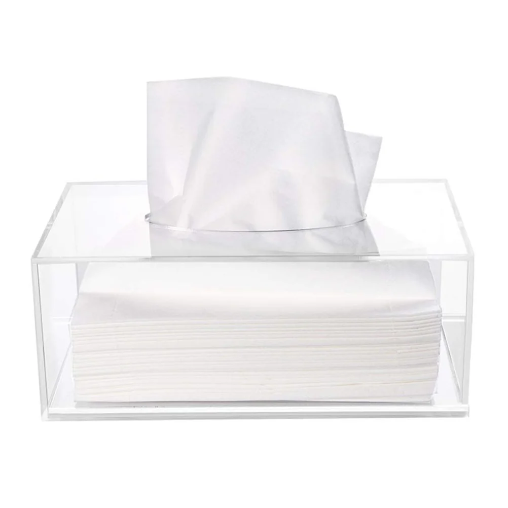 

Clear Acrylic Tissue Box Holder Simple Rectangular Paper Napkin Cointainer Oragnizer for Car Home End Table