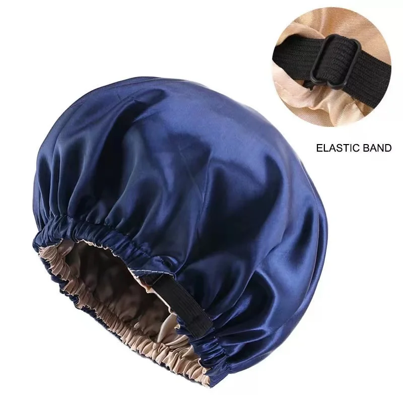 

Satin Nightcap Invisible Flat Adjustment Buckle Simulated Silk Double Round Cap Beauty and Hair Care Round Cap.
